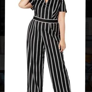 Teeze Me black and white striped jumpsuit off the shoulder size 16